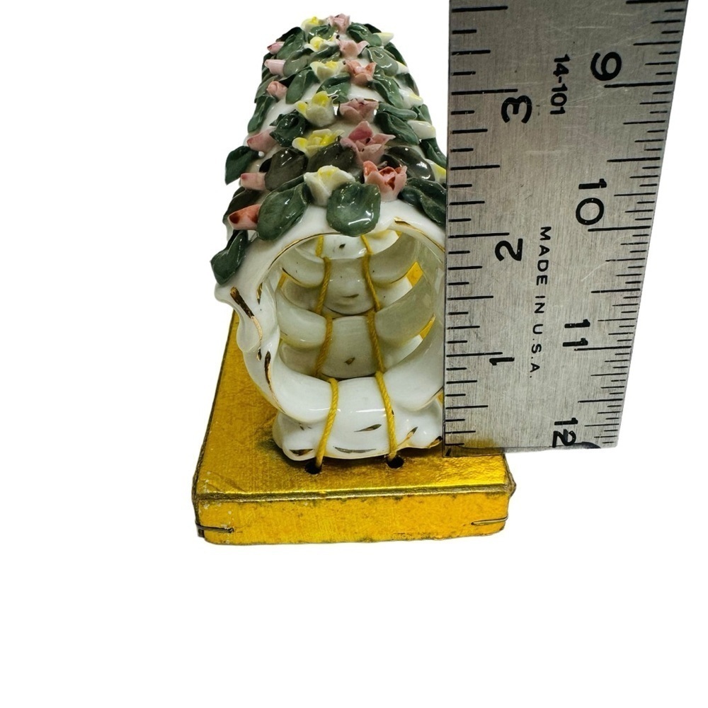 Original Arnart Creation Japan 6 Napkin Rings Holders Floral Porcelain Ceramic - Picture 9 of 13